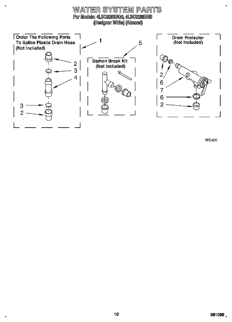 WATER SYSTEM Diagram and Parts List for 4LSC8255BQ0  Whirlpool Washer