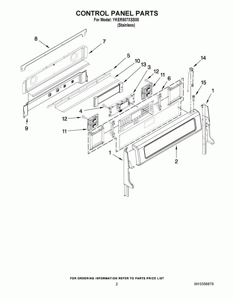 CONTROL PANEL PARTS Diagram and Parts List for YKER507XSS00  KitchenAid Range