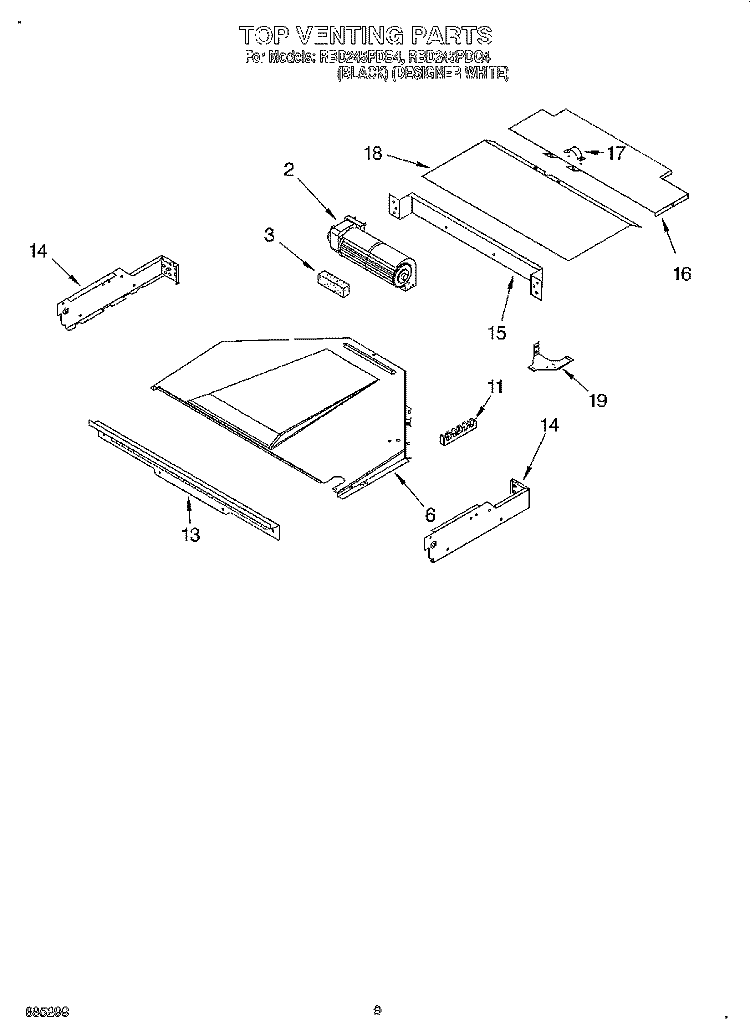 TOP VENTING, OPTIONAL Diagram and Parts List for RBD245PDB4  Whirlpool Wall Oven