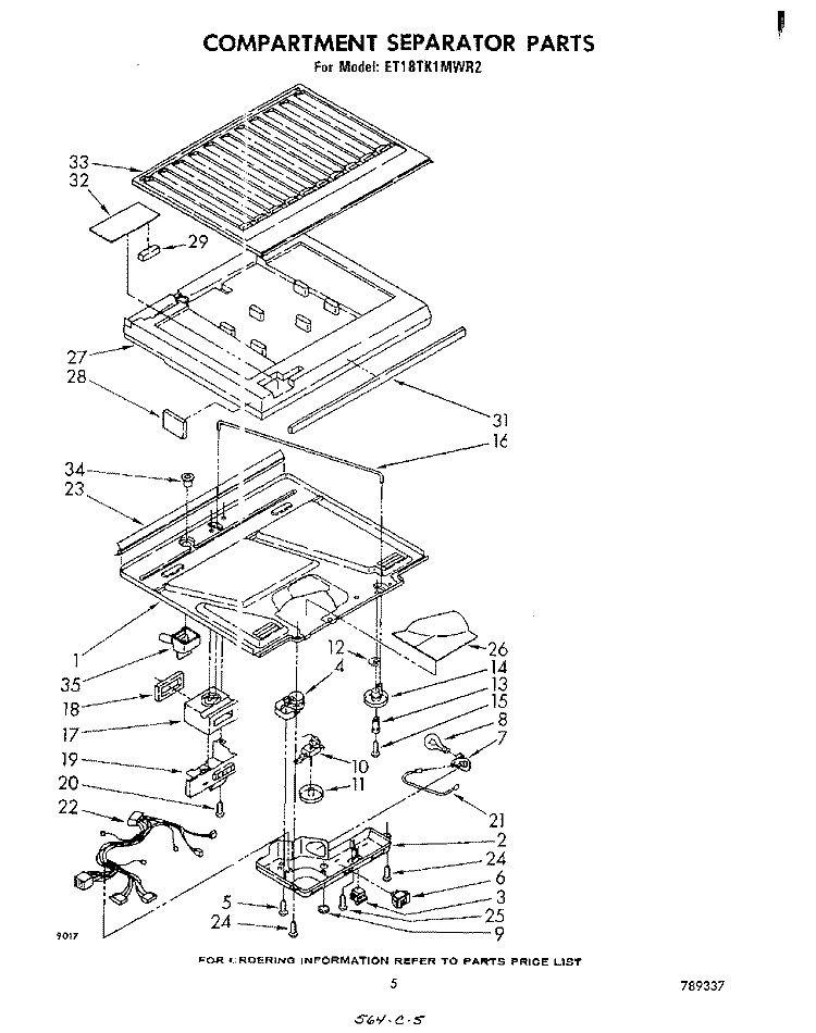 COMPARTMENT SEPARATOR Diagram and Parts List for ET18TK1MWR2  Whirlpool Refrigerator