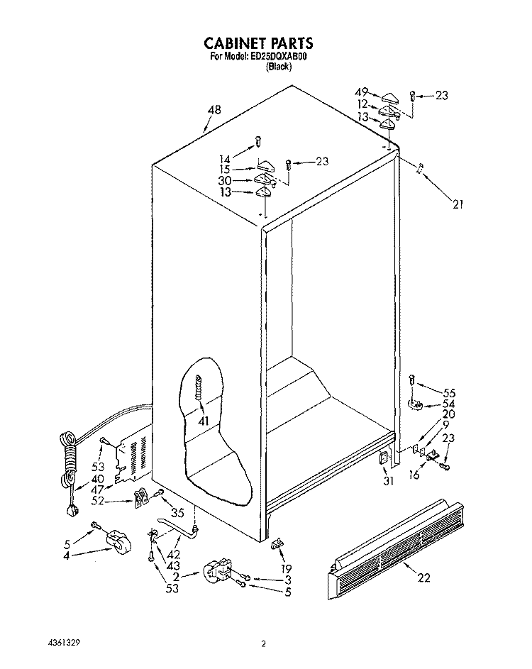 CABINET Diagram and Parts List for ED25DQXAB00  Whirlpool Refrigerator