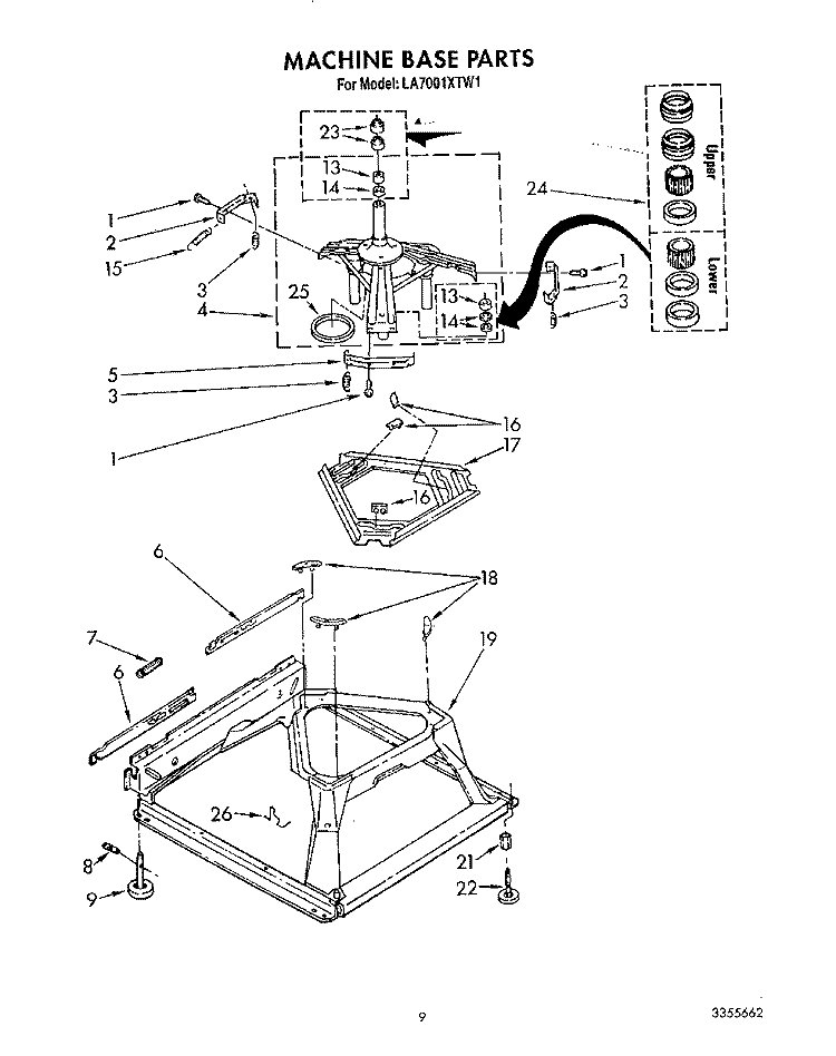 MACHINE BASE Diagram and Parts List for LA7001XTF1  Whirlpool Washer