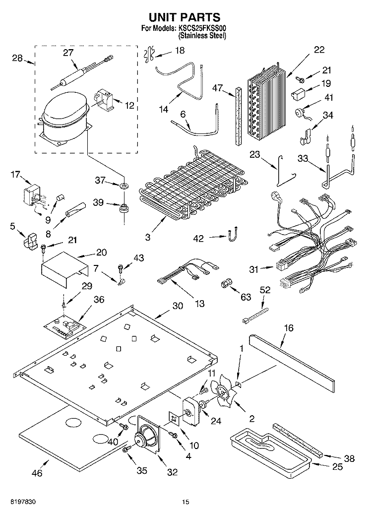 UNIT PARTS Diagram and Parts List for KSCS25FKSS00  KitchenAid Refrigerator
