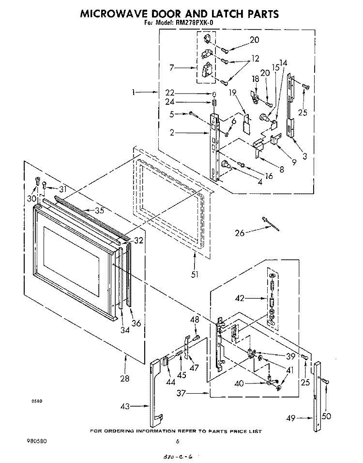 MICROWAVE DOOR AND LATCH Diagram and Parts List for RM278PXK0  Whirlpool Microwave Oven Combo
