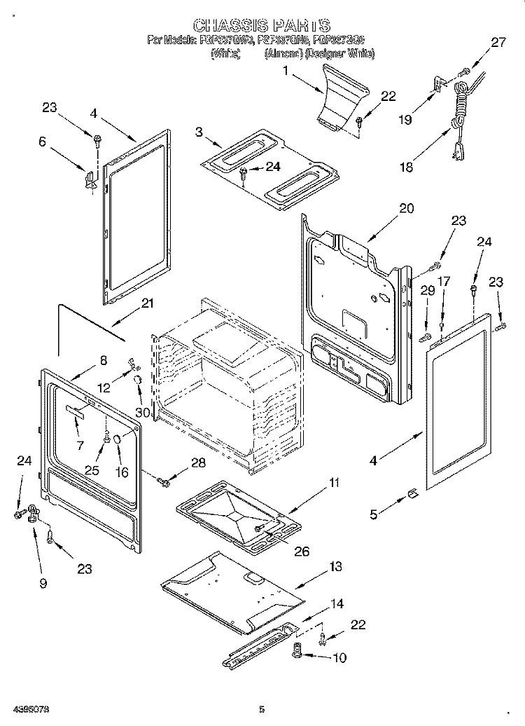CHASSIS Diagram and Parts List for FGP337GN0  Roper Range