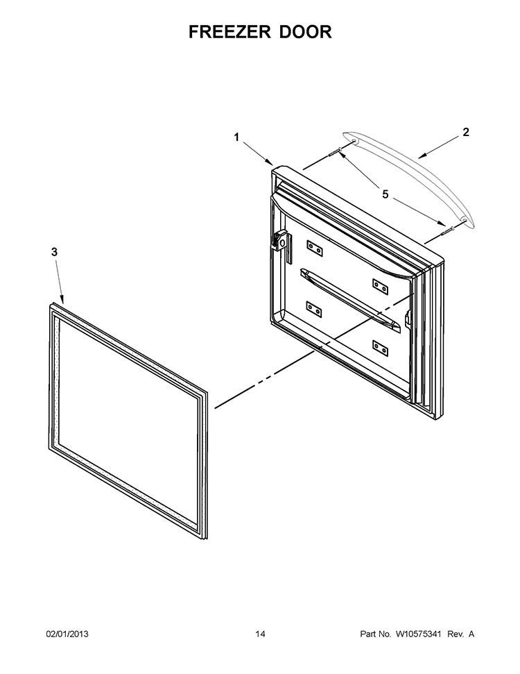 FREEZER DOOR Diagram and Parts List for KBFS22EWBL7  KitchenAid Refrigerator