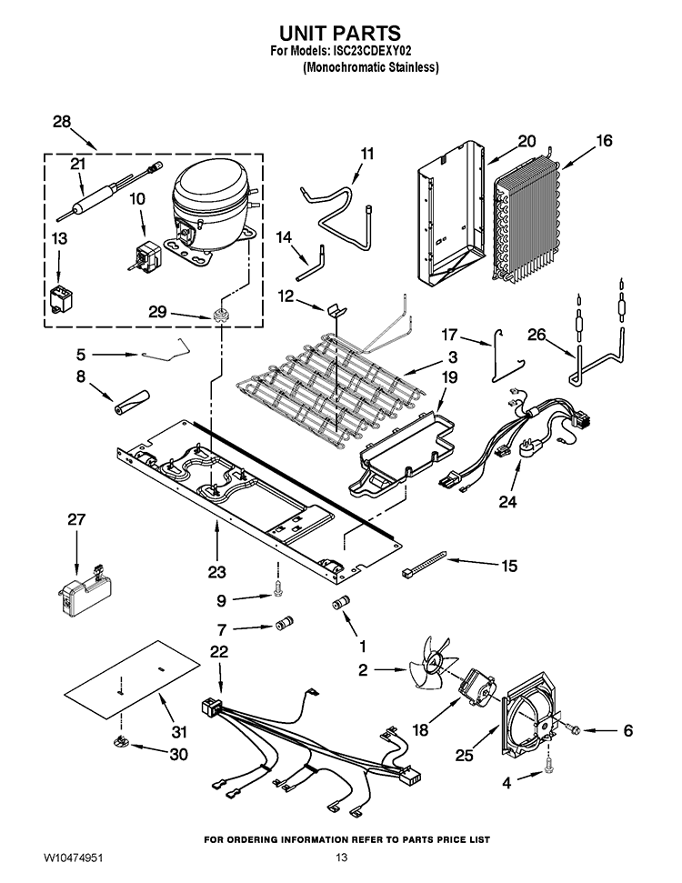 UNIT PARTS Diagram and Parts List for ISC23CDEXY02  Whirlpool Refrigerator