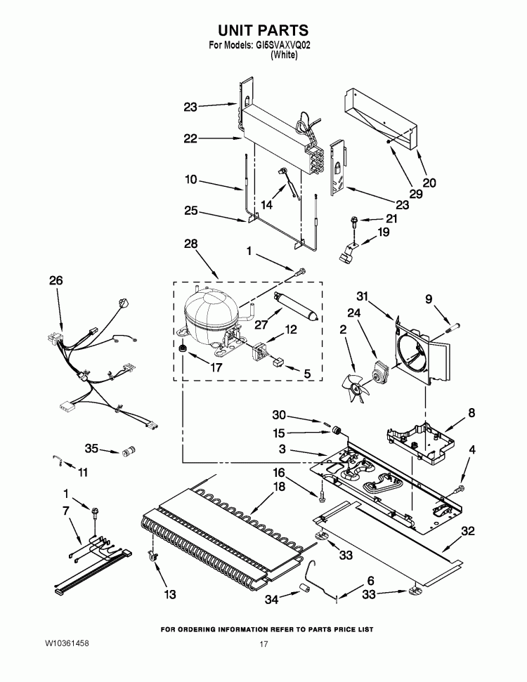 UNIT PARTS Diagram and Parts List for GI5SVAXVQ02  Whirlpool Refrigerator