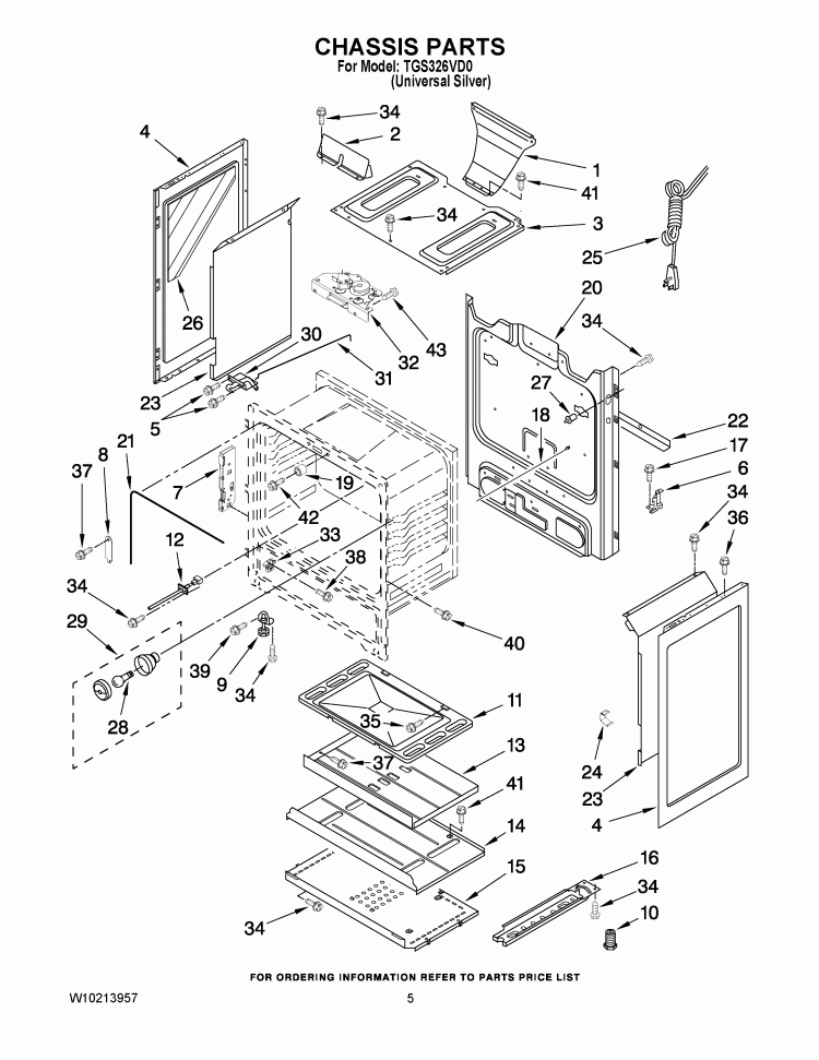 CHASSIS PARTS Diagram and Parts List for TGS326VD0  Estate Range