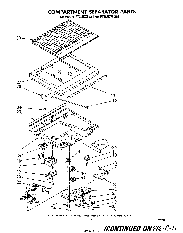 COMPARTMENT SEPARATOR Diagram and Parts List for ET18JKYSW01  Whirlpool Refrigerator