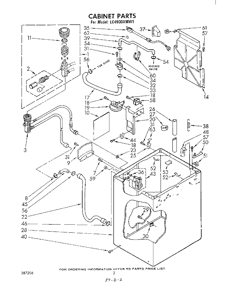 CABINET Diagram and Parts List for LC4900XMW1  Whirlpool Washer