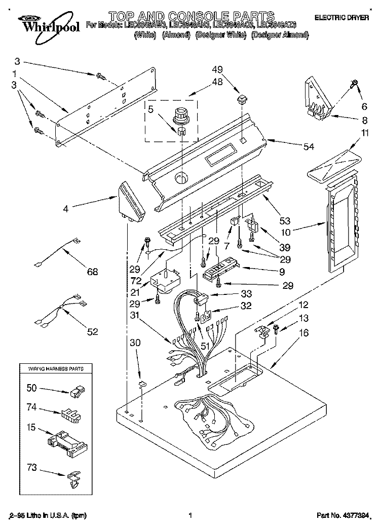 SECTION Diagram and Parts List for LEC6848AN3  Whirlpool Dryer