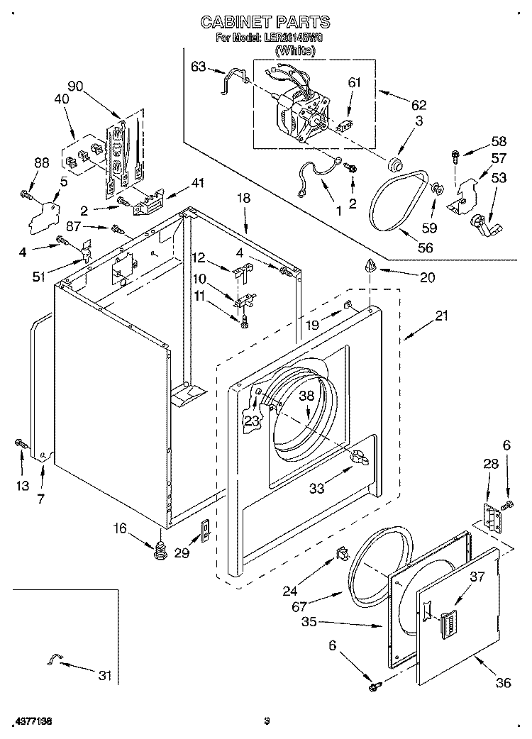 SECTION Diagram and Parts List for LER2614BW0  Whirlpool Dryer