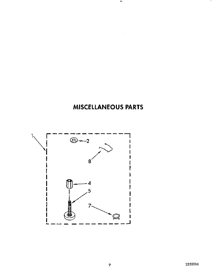 MISCELLANEOUS Diagram and Parts List for CA2762XWG1  Whirlpool Washer