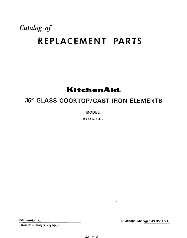 SECTION Diagram and Parts List for KECT3645  KitchenAid Cooktop