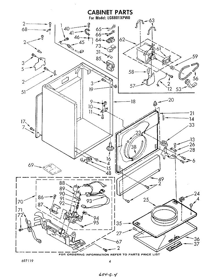 CABINET Diagram and Parts List for LG6806XPW0  Whirlpool Dryer
