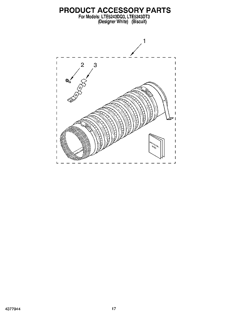 PRODUCT ACCESSORY Diagram and Parts List for LTE5243DQ3  Whirlpool Washer Dryer Combo