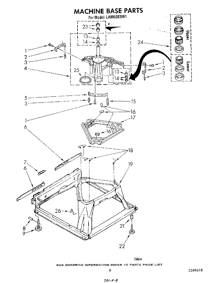 MACHINE BASE Diagram and Parts List for LA8800XSW1  Whirlpool Washer