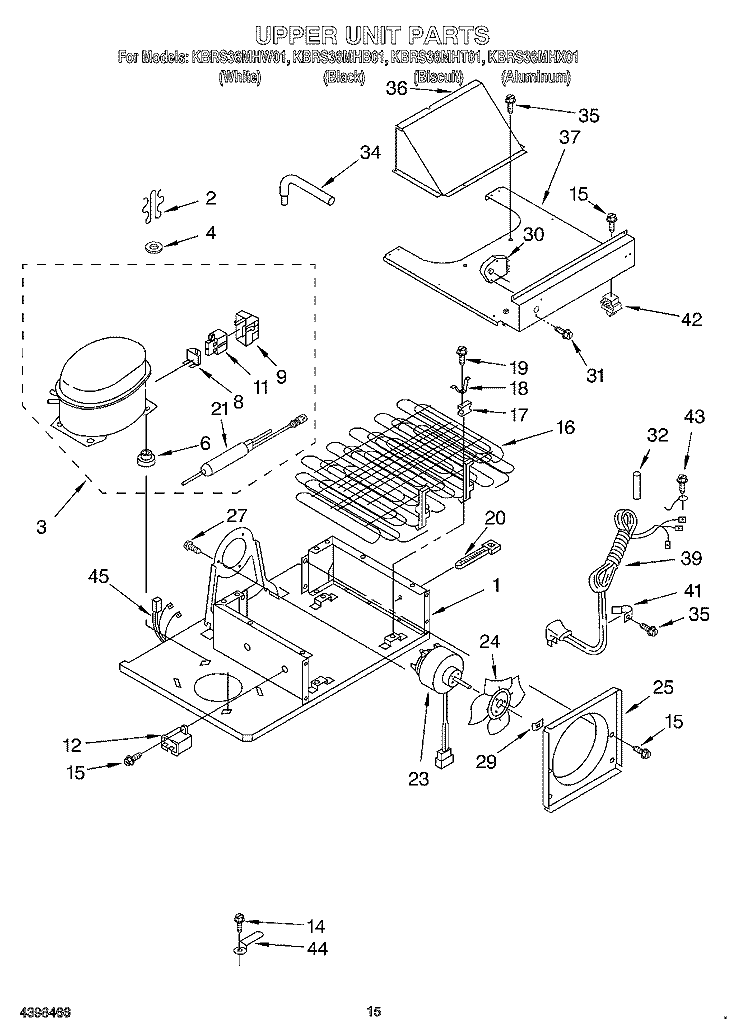 UPPER UNIT Diagram and Parts List for KBRS36MHX01  KitchenAid Refrigerator