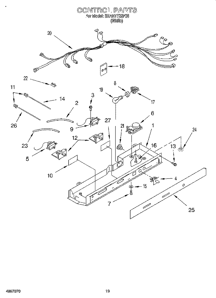 CONTROL, LIT/OPTIONAL Diagram and Parts List for 3XART722F00  Whirlpool Refrigerator