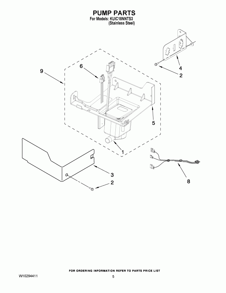 PUMP PARTS Diagram and Parts List for KUIC18NNTS3  KitchenAid Ice Maker