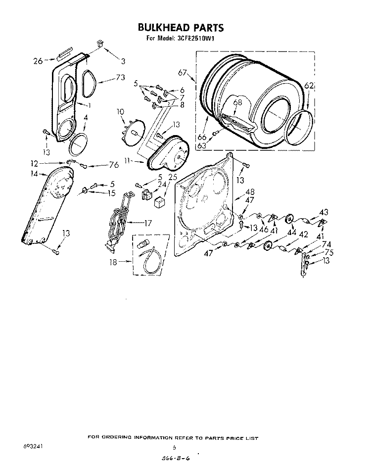 SECTION Diagram and Parts List for 3CFE2510W1  Whirlpool Dryer