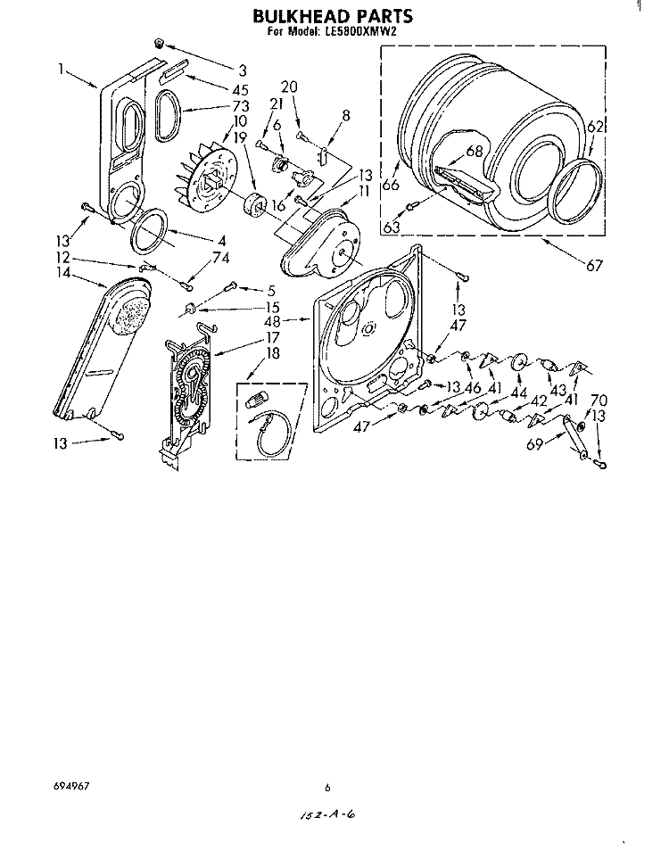 SECTION Diagram and Parts List for LE5800XMW2  Whirlpool Dryer