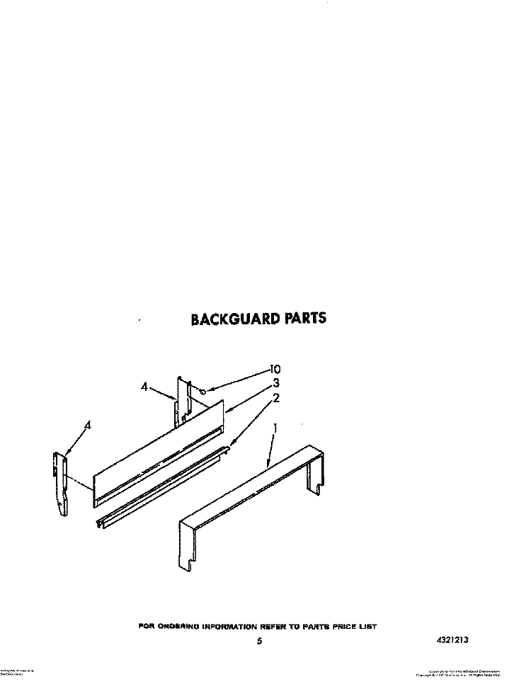 BACKGUARD Diagram and Parts List for SF332BEWN1  Whirlpool Range