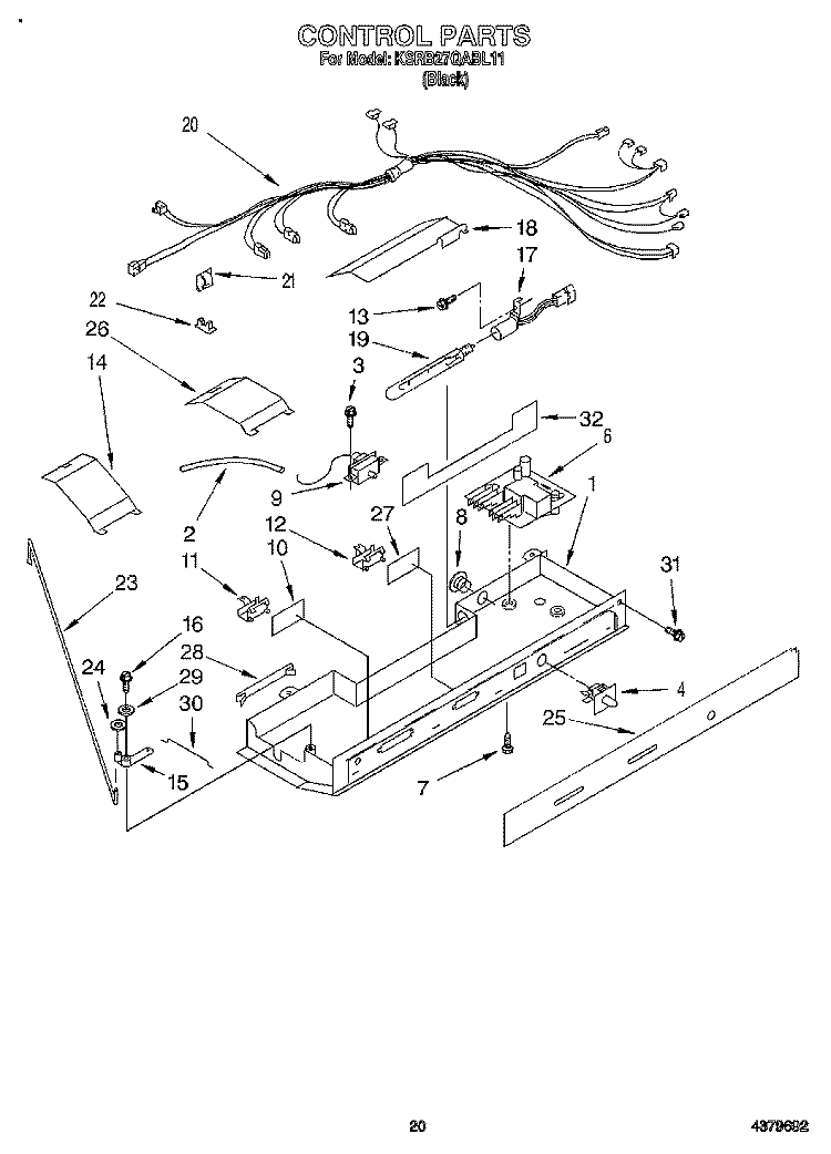 CONTROL, LIT/OPTIONAL Diagram and Parts List for KSRB27QABL11  KitchenAid Refrigerator
