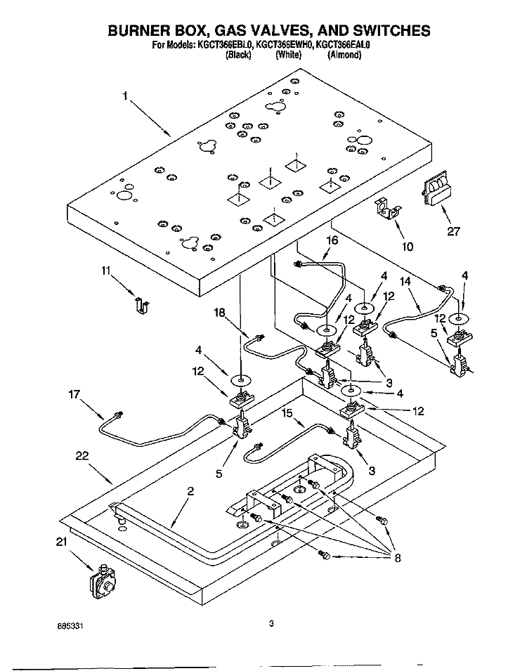 SECTION Diagram and Parts List for KGCT366EAL0  KitchenAid Cooktop