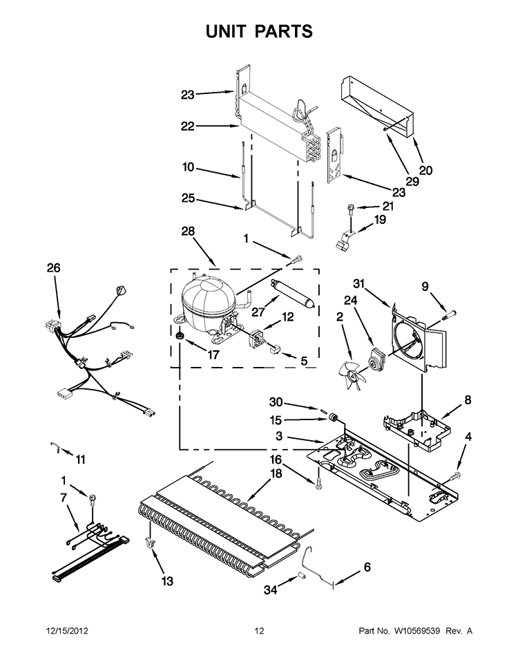 UNIT PARTS Diagram and Parts List for GX2FHDXVB08  Whirlpool Refrigerator