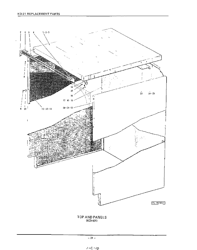 TOP AND PANEL KDI-61 Diagram and Parts List for KDC21D  KitchenAid Dishwasher