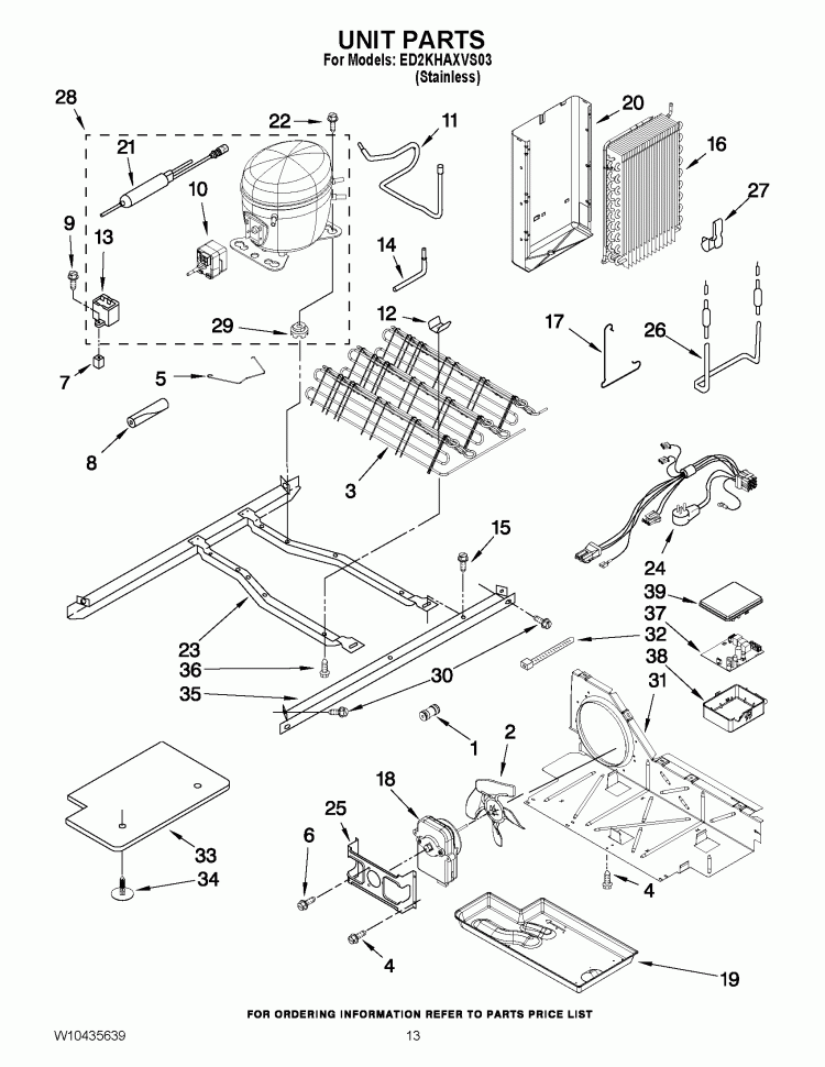 UNIT PARTS Diagram and Parts List for ED2KHAXVS03  Whirlpool Refrigerator