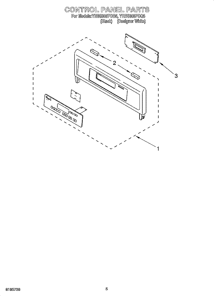 CONTROL PANEL PARTS Diagram and Parts List for YRBS305PDQ5  Whirlpool Wall Oven