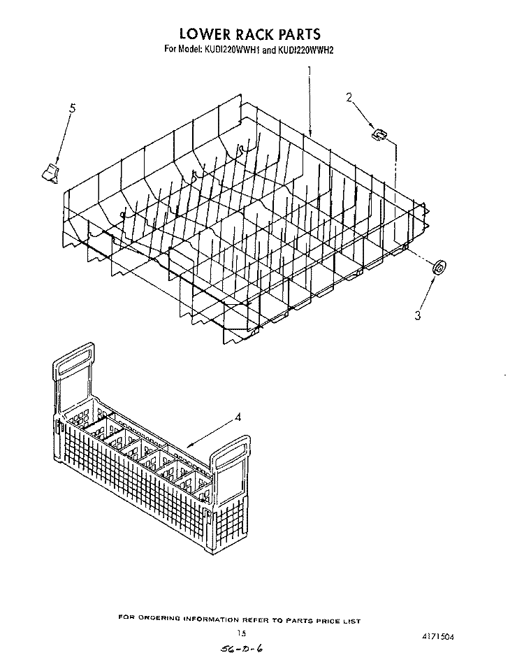 LOWER RACK Diagram and Parts List for KUDI220WWH1  KitchenAid Dishwasher