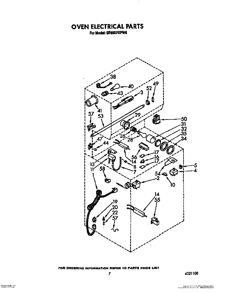 OVEN ELECTRICAL Diagram and Parts List for SE960PEPW6  Whirlpool Range
