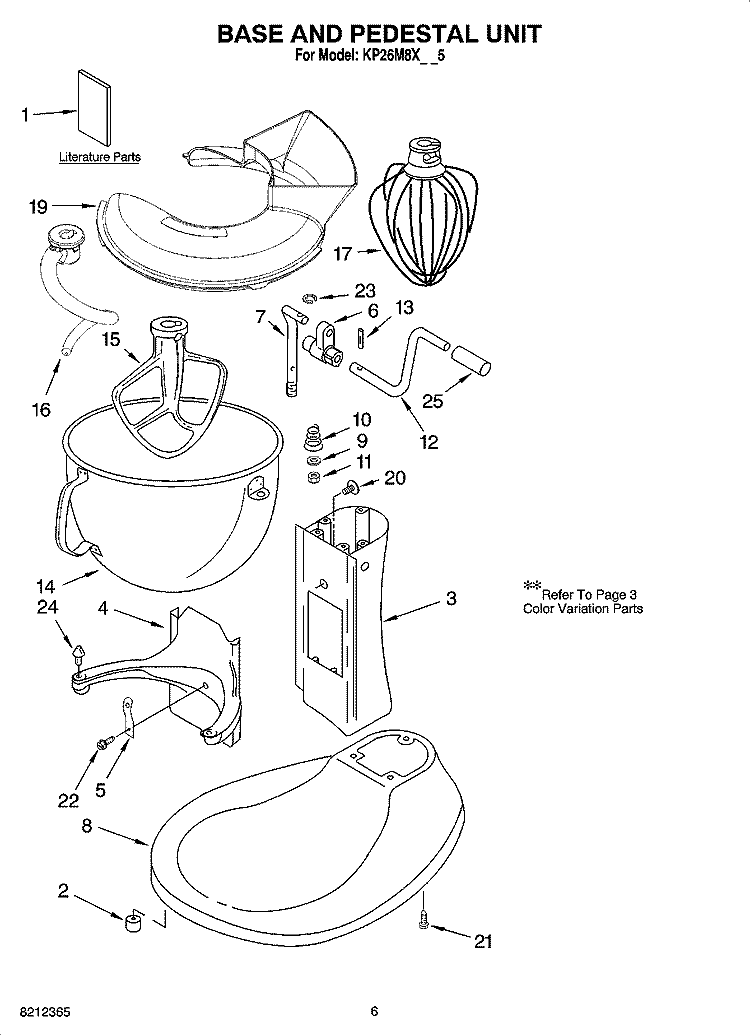 BASE AND PEDESTAL UNIT, OPTIONAL PARTS Diagram and Parts List for KP26M8XNK5  KitchenAid Mixer