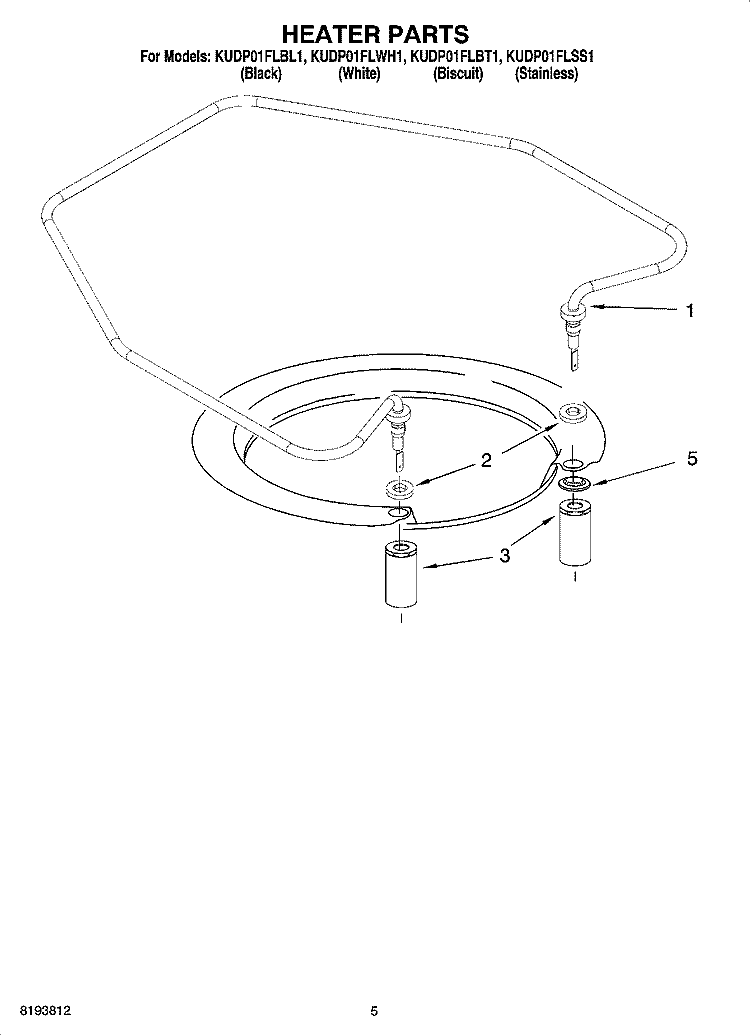 HEATER PARTS Diagram and Parts List for KUDP01FLSS1  KitchenAid Dishwasher