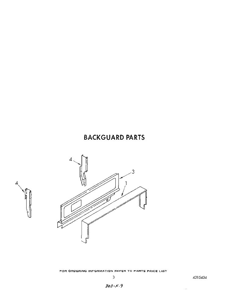 BACKGUARD Diagram and Parts List for SF3001SRW5  Whirlpool Range