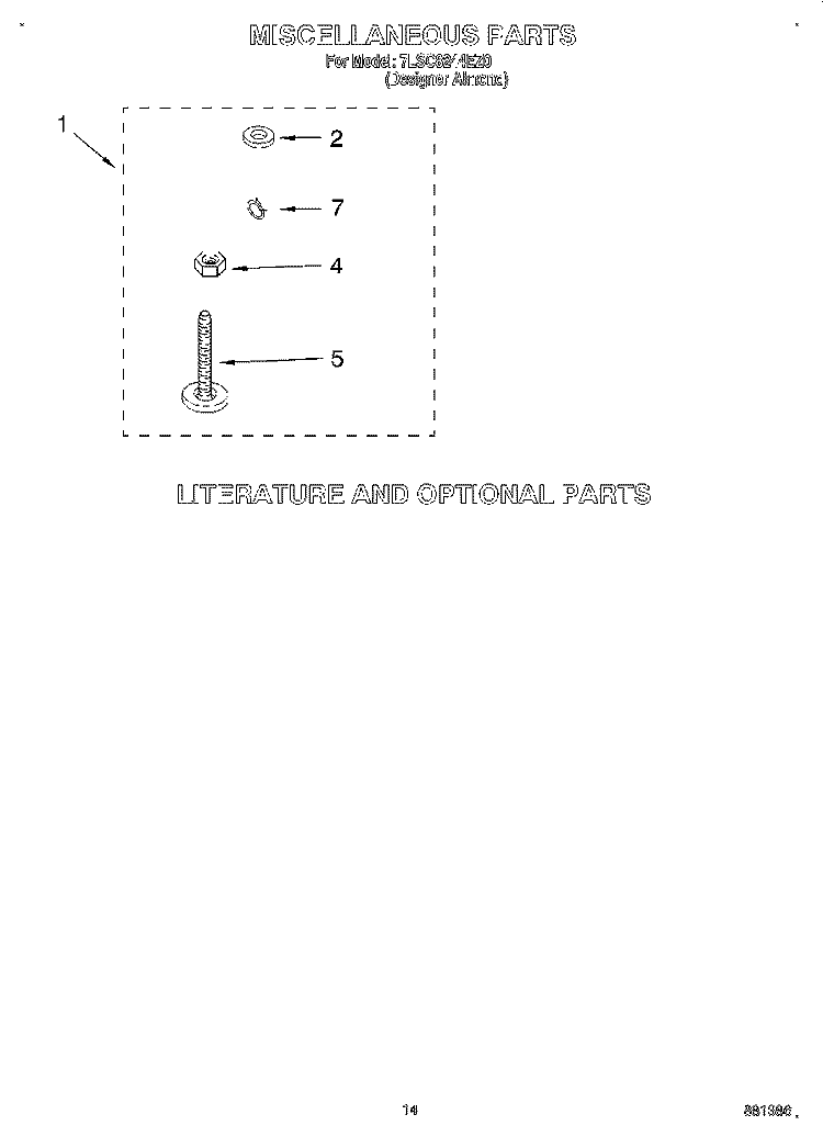 MISCELLANEOUS, LIT/OPTIONAL Diagram and Parts List for 7LSC8244EZ0  Whirlpool Washer