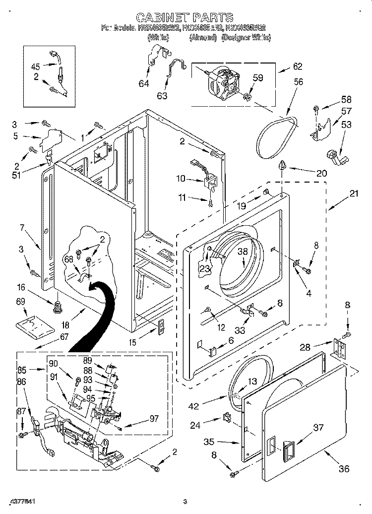 CABINET Diagram and Parts List for RGX4635EQ2  Roper Dryer