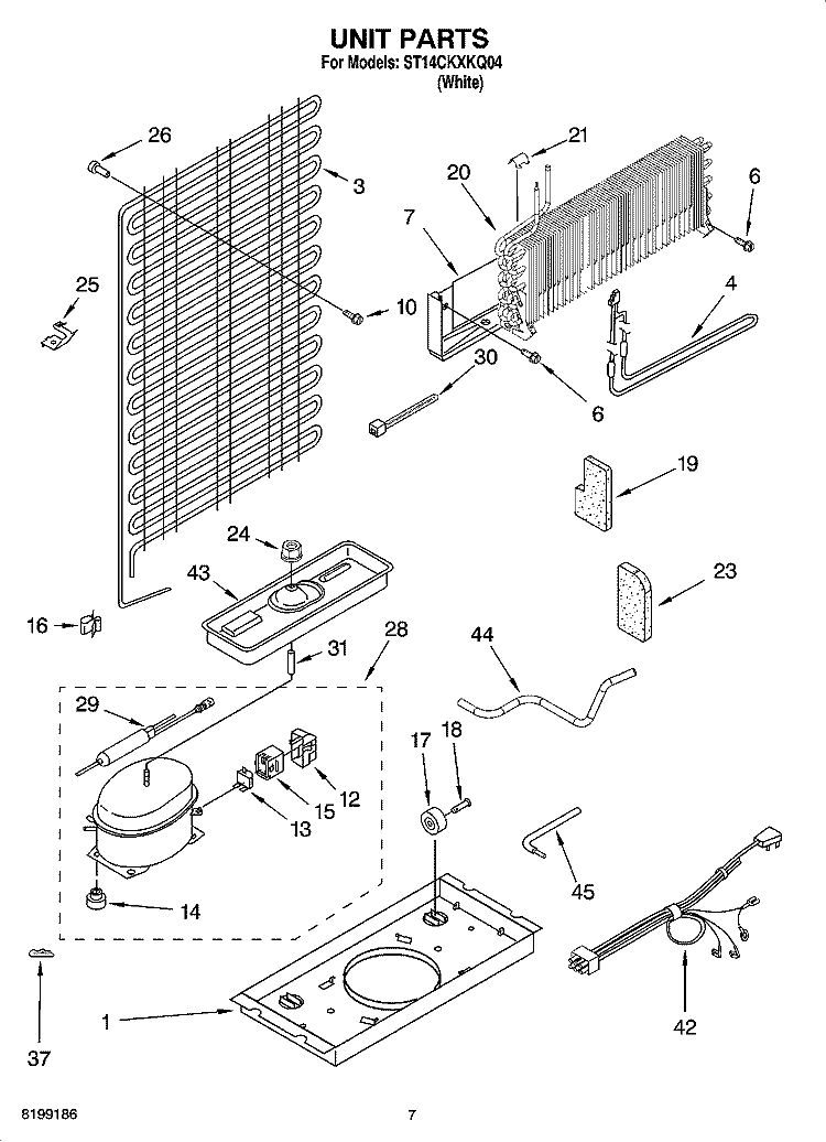 UNIT PARTS Diagram and Parts List for ST14CKXKQ04  Whirlpool Refrigerator