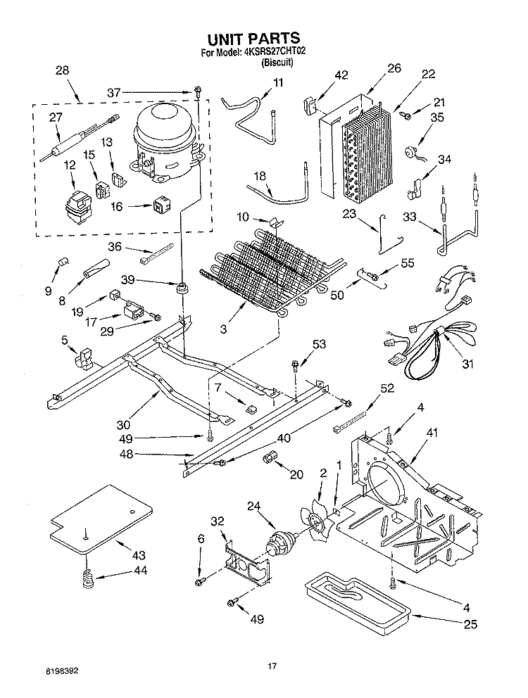 UNIT Diagram and Parts List for 4KSRS27CHT02  KitchenAid Refrigerator