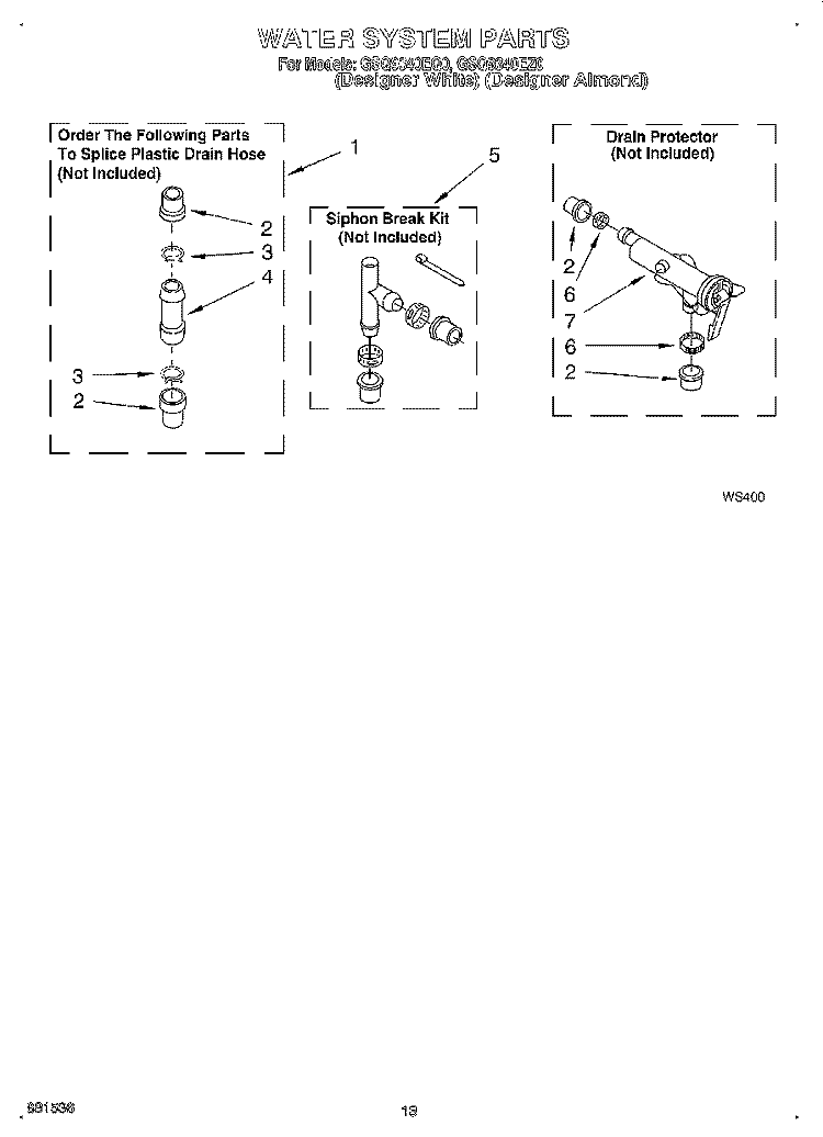WATER SYSTEM Diagram and Parts List for GSQ9340EZ0  Whirlpool Washer