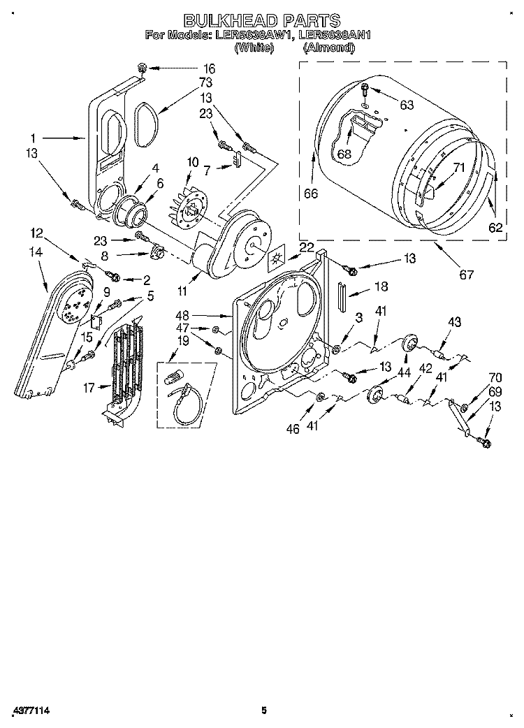 SECTION Diagram and Parts List for LER5638AN1  Whirlpool Dryer