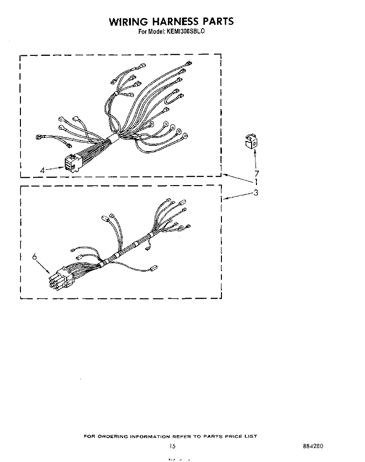 WIRING HARNESS Diagram and Parts List for KEMI300SBL0  KitchenAid Microwave Oven Combo