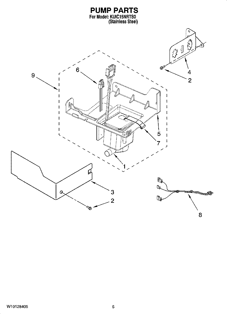 PUMP PARTS Diagram and Parts List for KUIC15NRTS0  KitchenAid Ice Maker