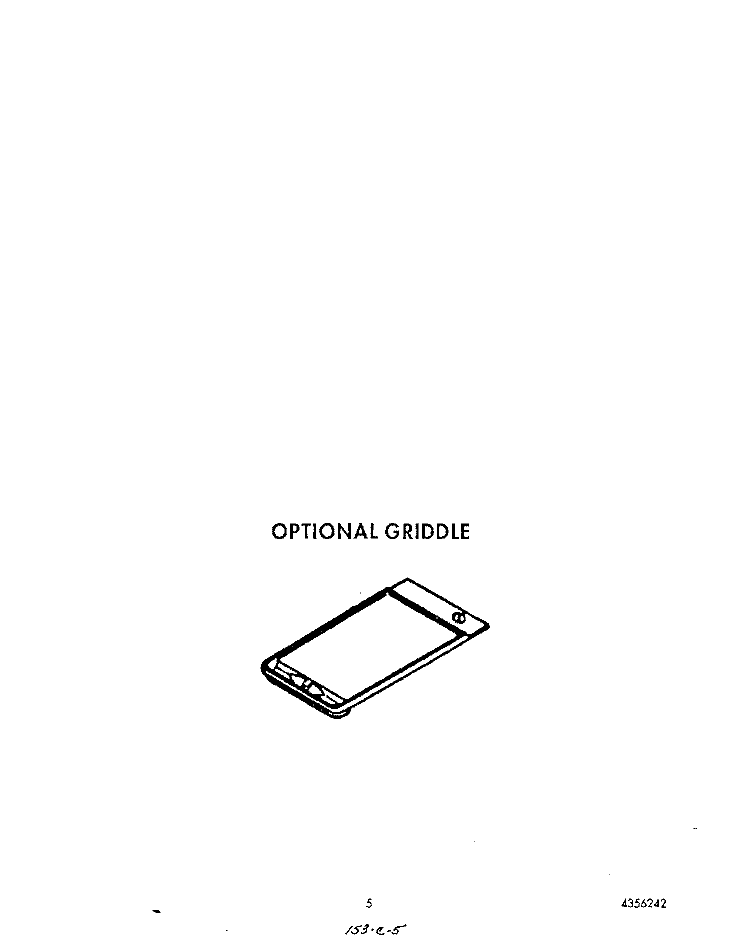 OPTIONAL GRIDDLE Diagram and Parts List for F9257W0  Roper Range