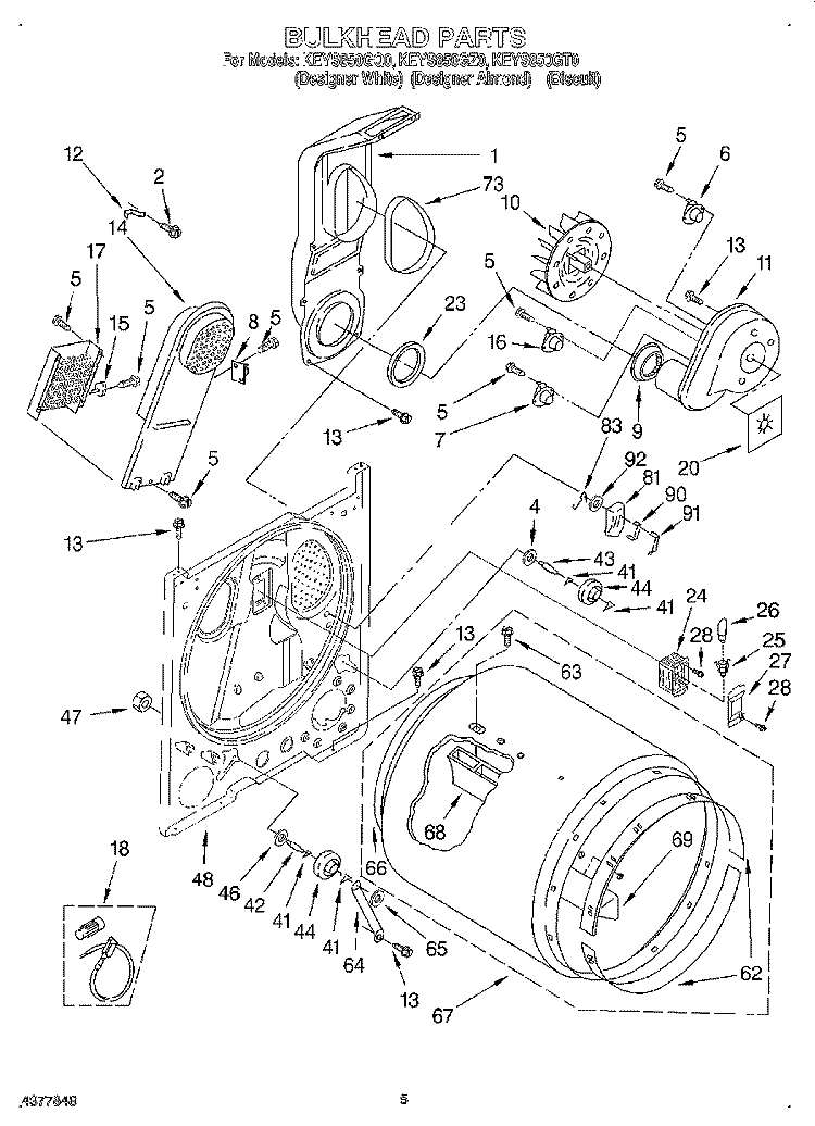 SECTION Diagram and Parts List for KEYS850GQ0  KitchenAid Dryer