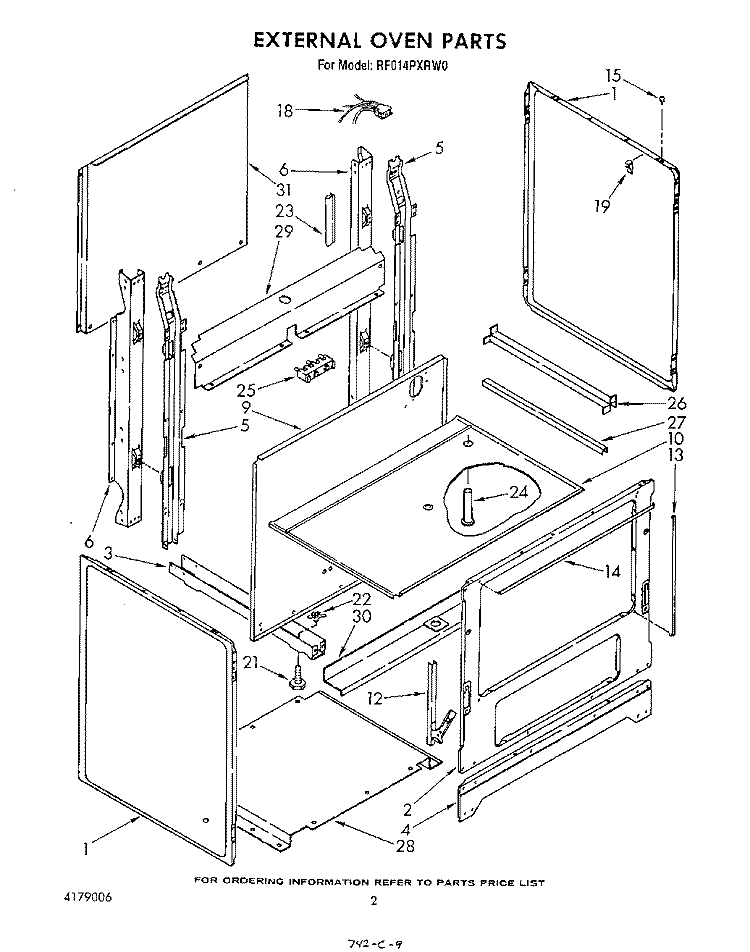 EXTERNAL OVEN , LITERATURE AND OPTIONAL Diagram and Parts List for RF014PXRW0  Whirlpool Range